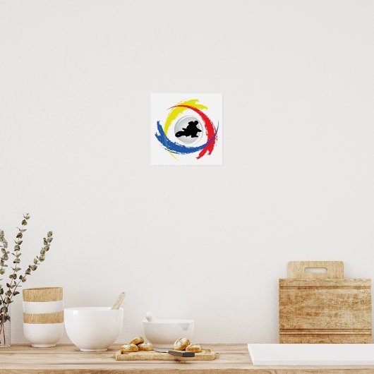 Motocross Tricolor Emblem Poster (Keuken)