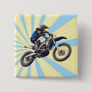 Motocross Vierkante Button 5,1 Cm