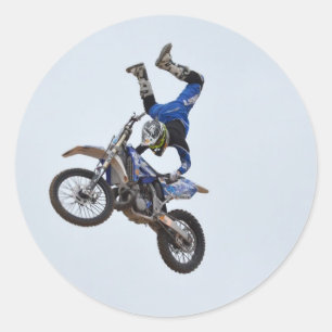Motocross vliegend hoog ronde sticker