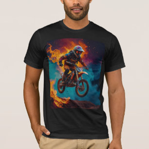 Motocrossracer & vulkaanuitbarsting t-shirt