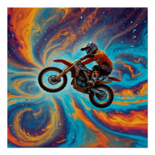 Motocrossrijder en droomlandschap perfect poster