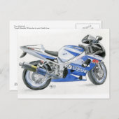 Motocyclette de Suzuki de carte postale de (Devant / Derrière)