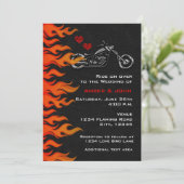 Motocyclette Moto Black Leather Flames Invitation (Debout devant)