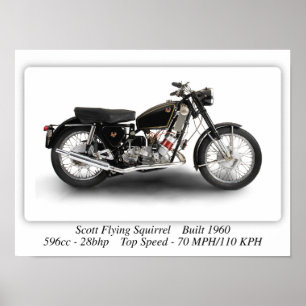 Motocyclette Scott Flying Squirrel - A3 Impression