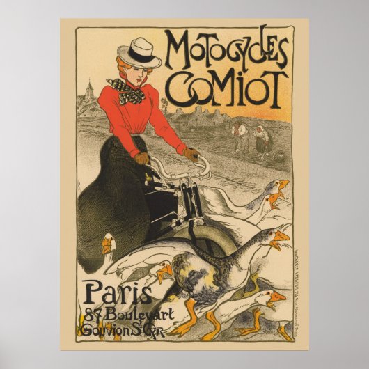 Motofietsen Comiot France Vintage Poster 1899 (Voorkant)