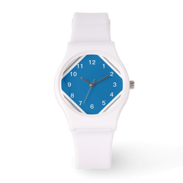 Motor Blauw op Wit Horloge (Voorkant)