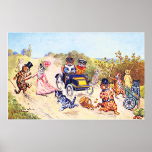 Motor Cat Louis Wain Poster