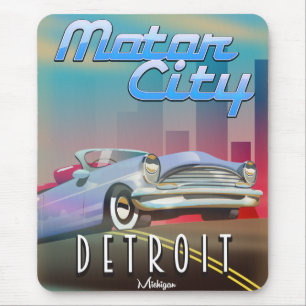 Motor City Detroit Michigan-reisposter. Muismat