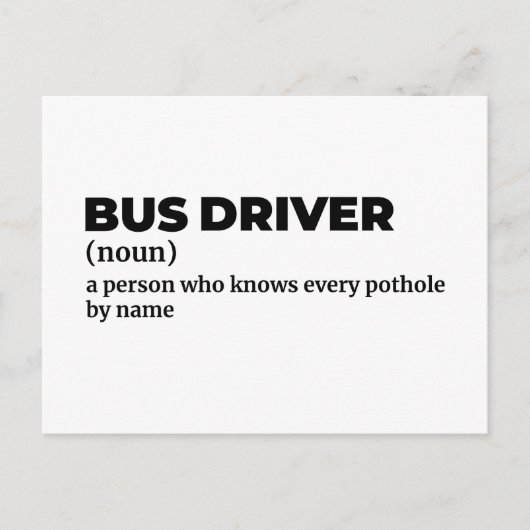 Motor Coach Driver Funny Definition Briefkaart (Voorkant)