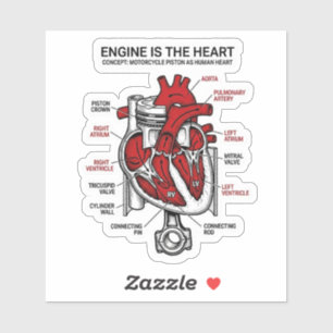 Motor Is Het Hart Sticker — Zuigeranatomie Decal