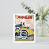 Motor Leeftijd Paar Auto Retro Stijl Briefkaart (Staand voorkant)