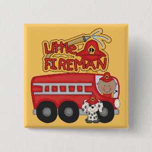 Motor Little Fireman African American Tshirts Vierkante Button 5,1 Cm