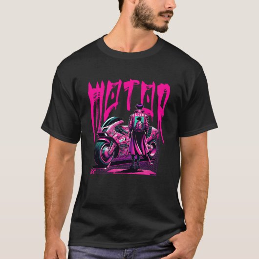 Motor Love Retro Biker Graphic T-Shirt (Devant)