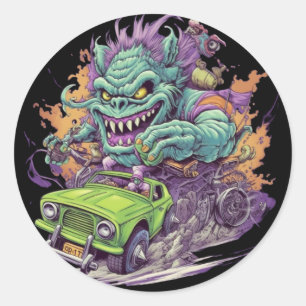 MOTOR MONSTER Ronde Sticker