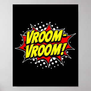 Motor opwarmend vroom-vroom! strip-onomatopee poster