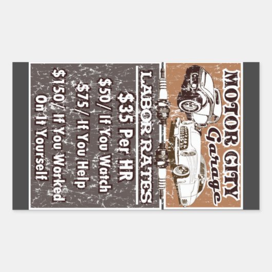 MOTOR STAD Arbeidstarieven Toolbox Rechthoekige Sticker (Voorkant)