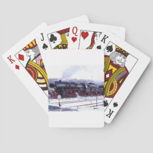 motor van de de spoorweg de voortbewegingspost van pokerkaarten