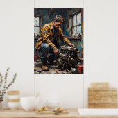 motor voor mechanisch onderzoek poster (Keuken)