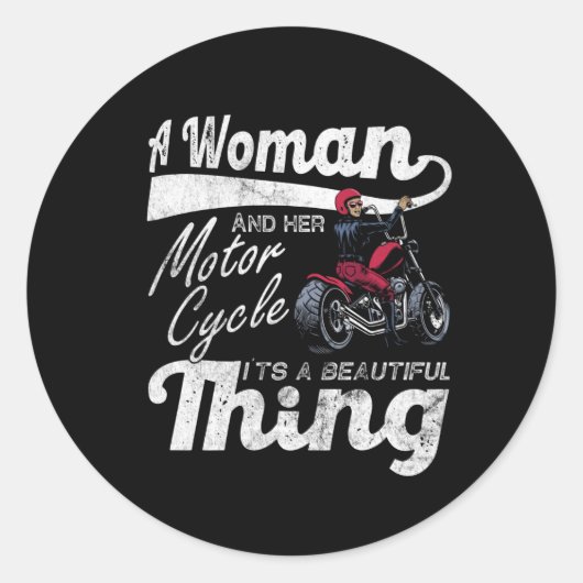 Motorbike Biker Chopper Ronde Sticker (Voorkant)