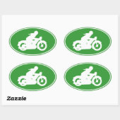 Motorbiker Silhouette Sign Ovale Sticker (Vel)