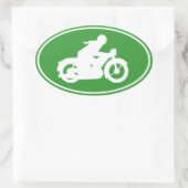 Motorbiker Silhouette Sign Ovale Sticker (Tas)