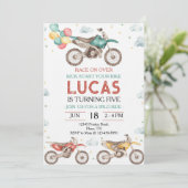 Motorbikes Dirt Bike Birthday Invitation (Debout devant)