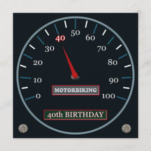 Motorbiking 40th Birthday Invitation Kaart