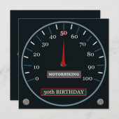 Motorbiking 50th Birthday Invitation Kaart (Voorkant / Achterkant)