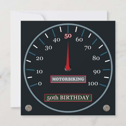 Motorbiking 50th Birthday Invitation Kaart (Voorkant)