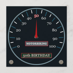 Motorbiking 50th Birthday Invitation Kaart