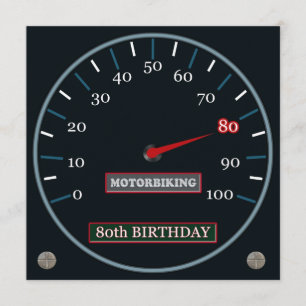 Motorbiking 80th Birthday Invitation Kaart