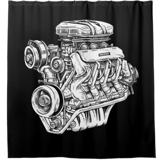 motorblok - Mannen Douchegordijn (Voorkant)