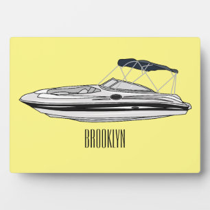 Motorboot cartoon illustratie fotoplaat