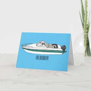 Motorboot cartoon illustratie kaart