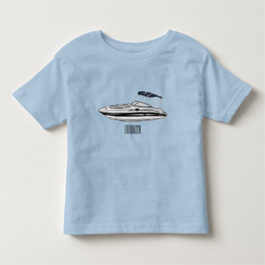 Motorboot cartoon illustratie kinder shirts (Voorkant)