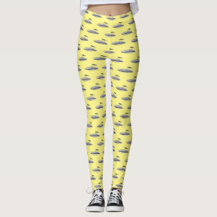 Motorboot cartoon illustratie leggings