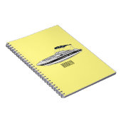 Motorboot cartoon illustratie notitieboek (Rechterzijde)