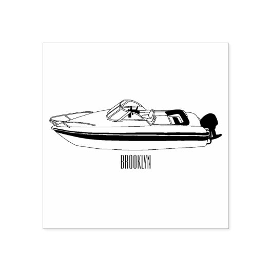 Motorboot cartoon illustratie 	rubberstempel (Afrduk)