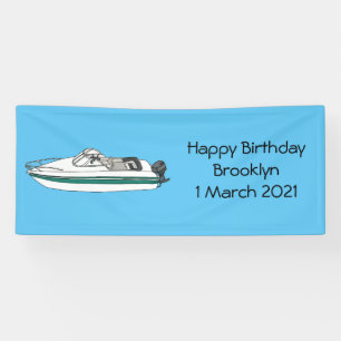 Motorboot cartoon illustratie spandoek