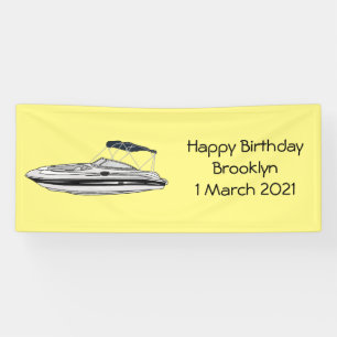 Motorboot cartoon illustratie spandoek