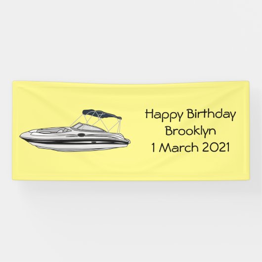 Motorboot cartoon illustratie spandoek (Horizontaal)