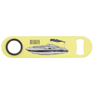 Motorboot cartoon illustratie speed flessenopener
