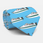 Motorboot cartoon illustratie stropdas (Opgerold)
