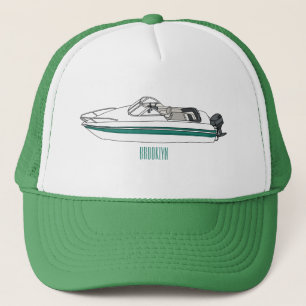 Motorboot cartoon illustratie trucker pet