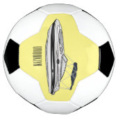 Motorboot cartoon illustratie voetbal (Gedraaid)