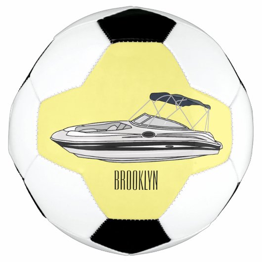 Motorboot cartoon illustratie voetbal (Voorkant)