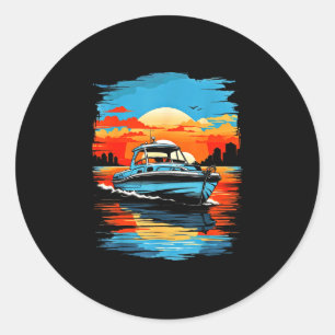 Motorboot jacht cruise zomer varen  ronde sticker