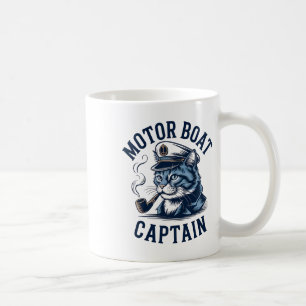 Motorboot Kapitein Kat T-shirt Grappig Vissen Pont Koffiemok