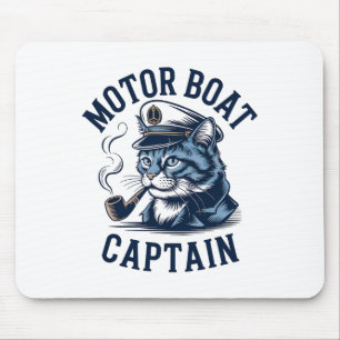 Motorboot Kapitein Kat T-shirt Grappig Vissen Pont Muismat