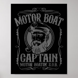 Motorbootkapitein Funny Pontonboot Motorboot Poster
